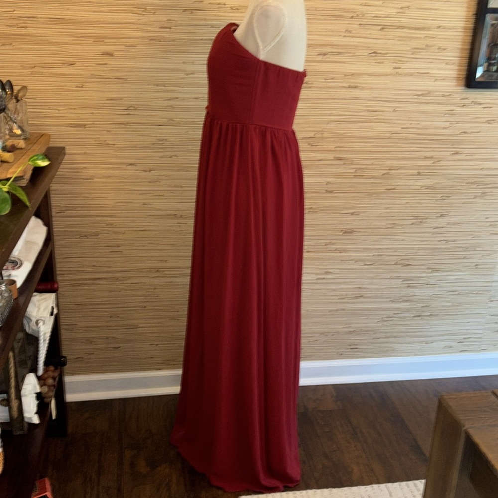 Forever 21  Elegant Strapless dark Red Maxi Dress size large EUC! - Picture 2 of 9